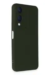 Newface Vivo Y17S Kılıf Nano içi Kadife Silikon - Koyu Yeşil