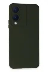 Newface Vivo Y17S Kılıf Nano içi Kadife Silikon - Koyu Yeşil