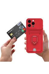 Newface iPhone 16 Kılıf Zuma Kartvizitli Yüzüklü Silikon - Pembe