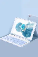 Newface iPad 5 Air 9.7 Kılıf KC01 Smart Klavyeli Tablet Kılıfı - Mavi