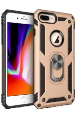 Newface iPhone 7 Plus Kılıf Sofya Yüzüklü Silikon Kapak - Gold