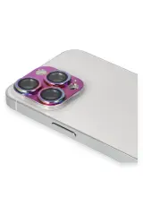 Newface iPhone 13 Pro Max Pers Alüminyum Kamera Lens - Rainbow