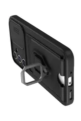 Newface Samsung Galaxy S24 FE Kılıf Zuma Kartvizitli Yüzüklü Silikon - Siyah