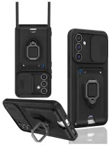 Newface Samsung Galaxy S24 FE Kılıf Zuma Kartvizitli Yüzüklü Silikon - Siyah