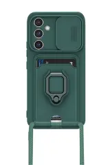 Newface Samsung Galaxy S24 FE Kılıf Zuma Kartvizitli Yüzüklü Silikon - Yeşil