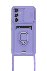 Newface Samsung Galaxy S24 FE Kılıf Zuma Kartvizitli Yüzüklü Silikon - Lila