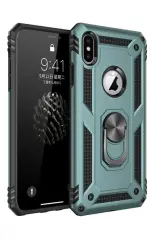 Newface iPhone XS Max Kılıf Sofya Yüzüklü Silikon Kapak - Yeşil