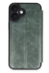 Newface iPhone 16 Plus Kılıf Flip Cover - Koyu Yeşil