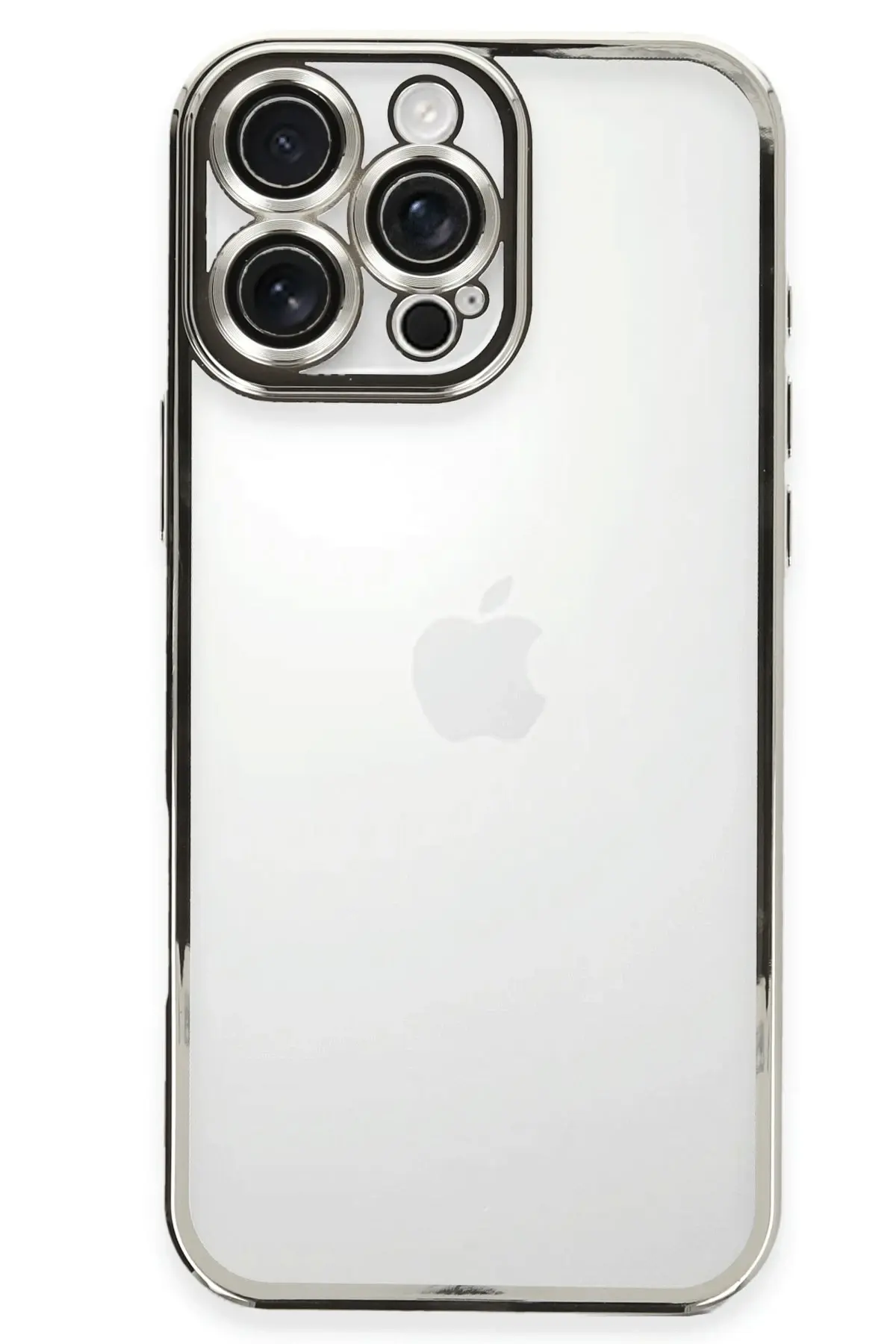 Newface iPhone 16 Pro Max Kılıf Razer Lensli Silikon - Gümüş