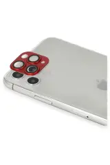 Newface iPhone 11 Pro Max Pers Alüminyum Kamera Lens - Kırmızı