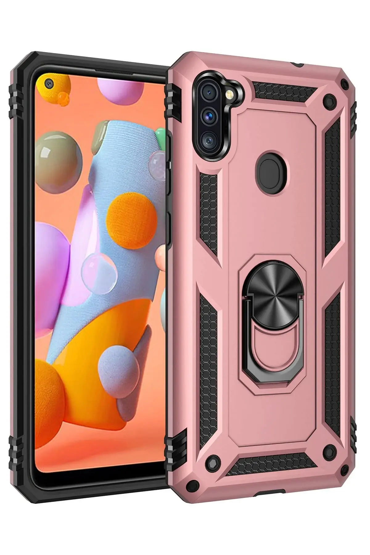 Newface Samsung Galaxy A11 Kılıf Sofya Yüzüklü Silikon Kapak - Rose