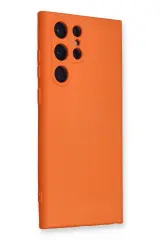 Newface Samsung Galaxy S24 Ultra Kılıf Nano içi Kadife Silikon - Turuncu