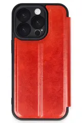 Newface iPhone 16 Pro Kılıf Flip Cover - Kırmızı