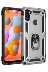 Newface Samsung Galaxy A11 Kılıf Sofya Yüzüklü Silikon Kapak - Gümüş