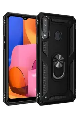 Newface Samsung Galaxy A20S Kılıf Sofya Yüzüklü Silikon Kapak - Siyah