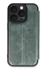 Newface iPhone 16 Pro Max Kılıf Flip Cover - Koyu Yeşil