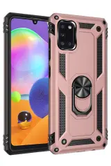 Newface Samsung Galaxy A31 Kılıf Sofya Yüzüklü Silikon Kapak - Rose