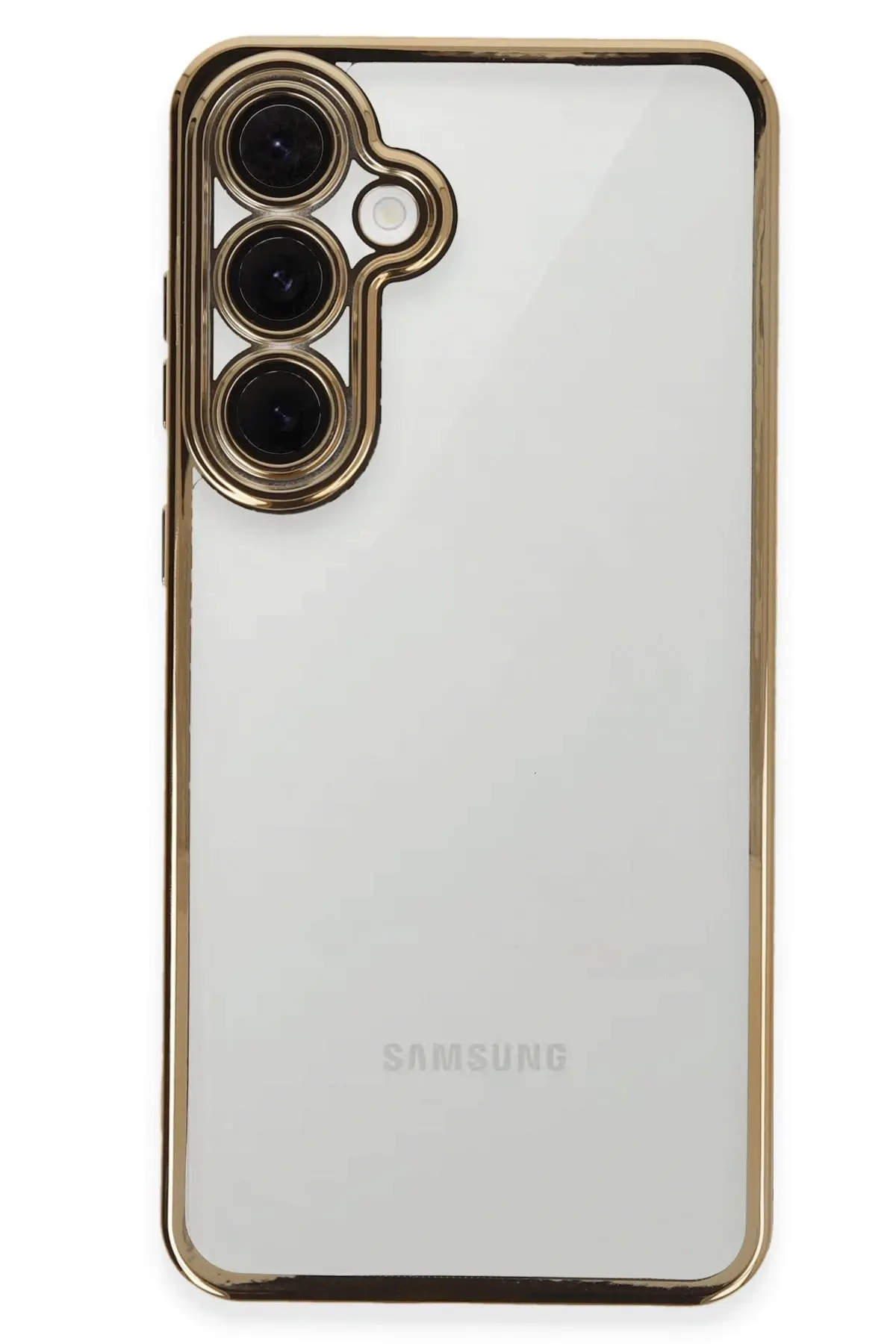 Newface Samsung Galaxy S24 FE Kılıf Razer Lensli Silikon - Gold