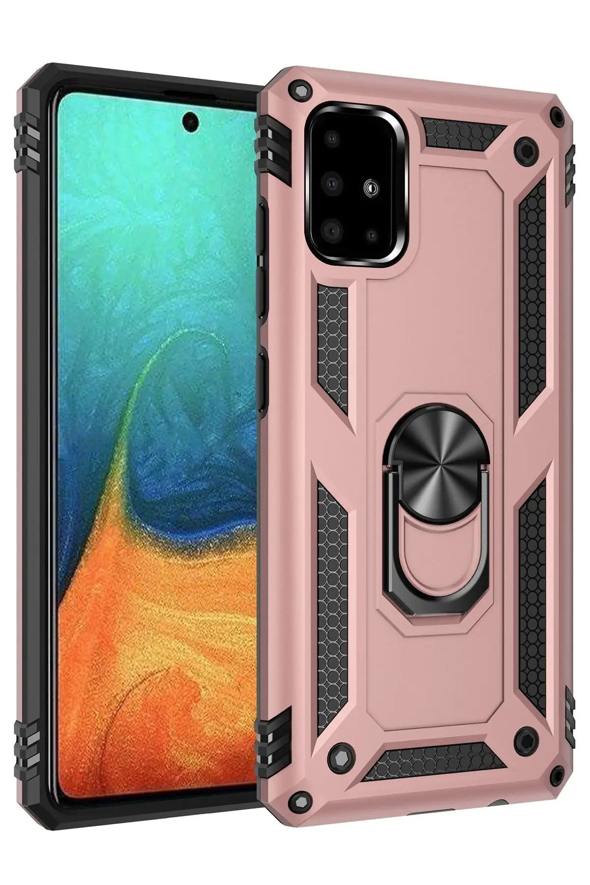 Newface Samsung Galaxy A71 Kılıf Sofya Yüzüklü Silikon Kapak - Rose