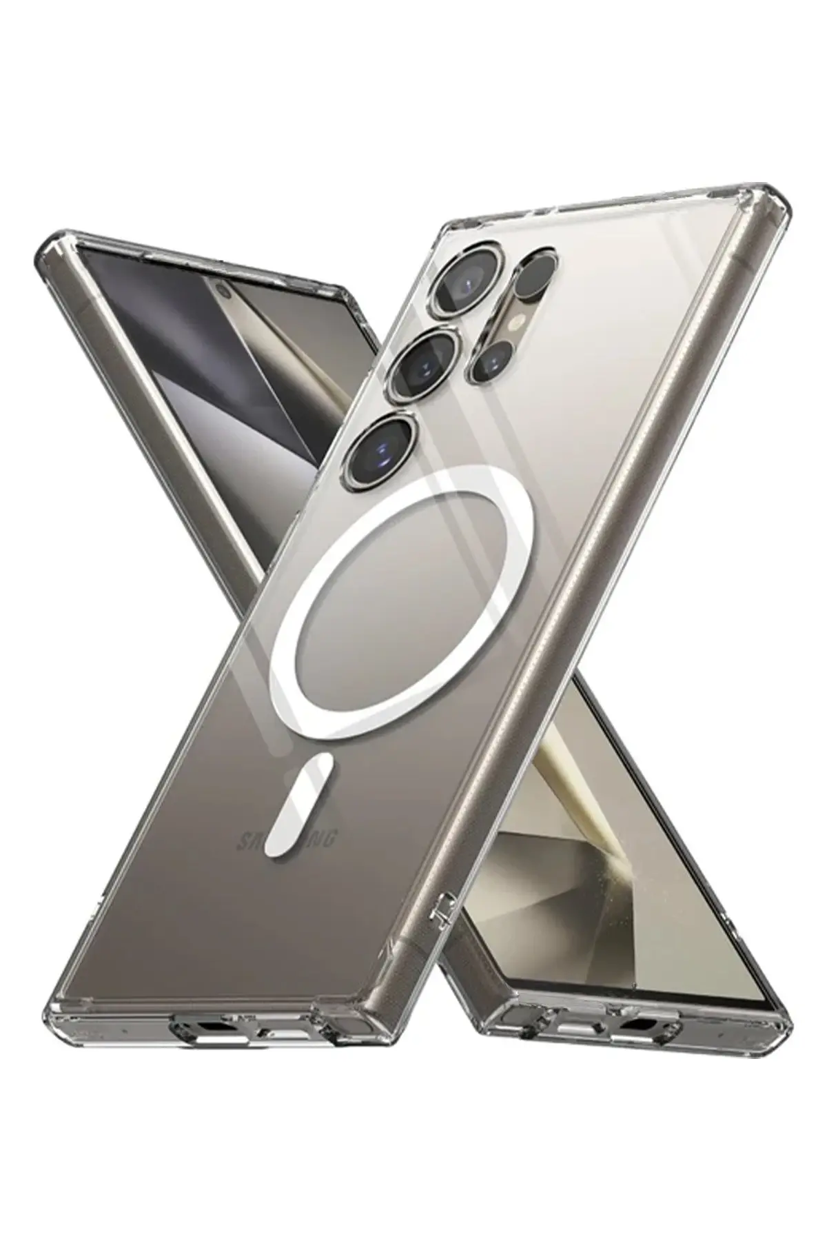 Newface Samsung Galaxy S24 Ultra Kılıf Magneticsafe Şeffaf Silikon - Şeffaf