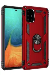 Newface Samsung Galaxy A71 Kılıf Sofya Yüzüklü Silikon Kapak - Kırmızı