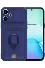 Newface Xiaomi Redmi 13 4G Kılıf Zuma Kartvizitli Yüzüklü Silikon - Lacivert