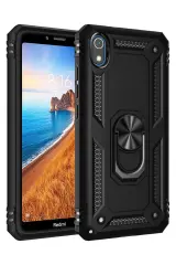 Newface Xiaomi Redmi 7A Kılıf Sofya Yüzüklü Silikon Kapak - Siyah