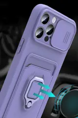 Newface Xiaomi Redmi 13 4G Kılıf Zuma Kartvizitli Yüzüklü Silikon - Lila