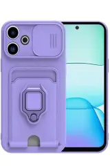 Newface Xiaomi Redmi 13 4G Kılıf Zuma Kartvizitli Yüzüklü Silikon - Lila