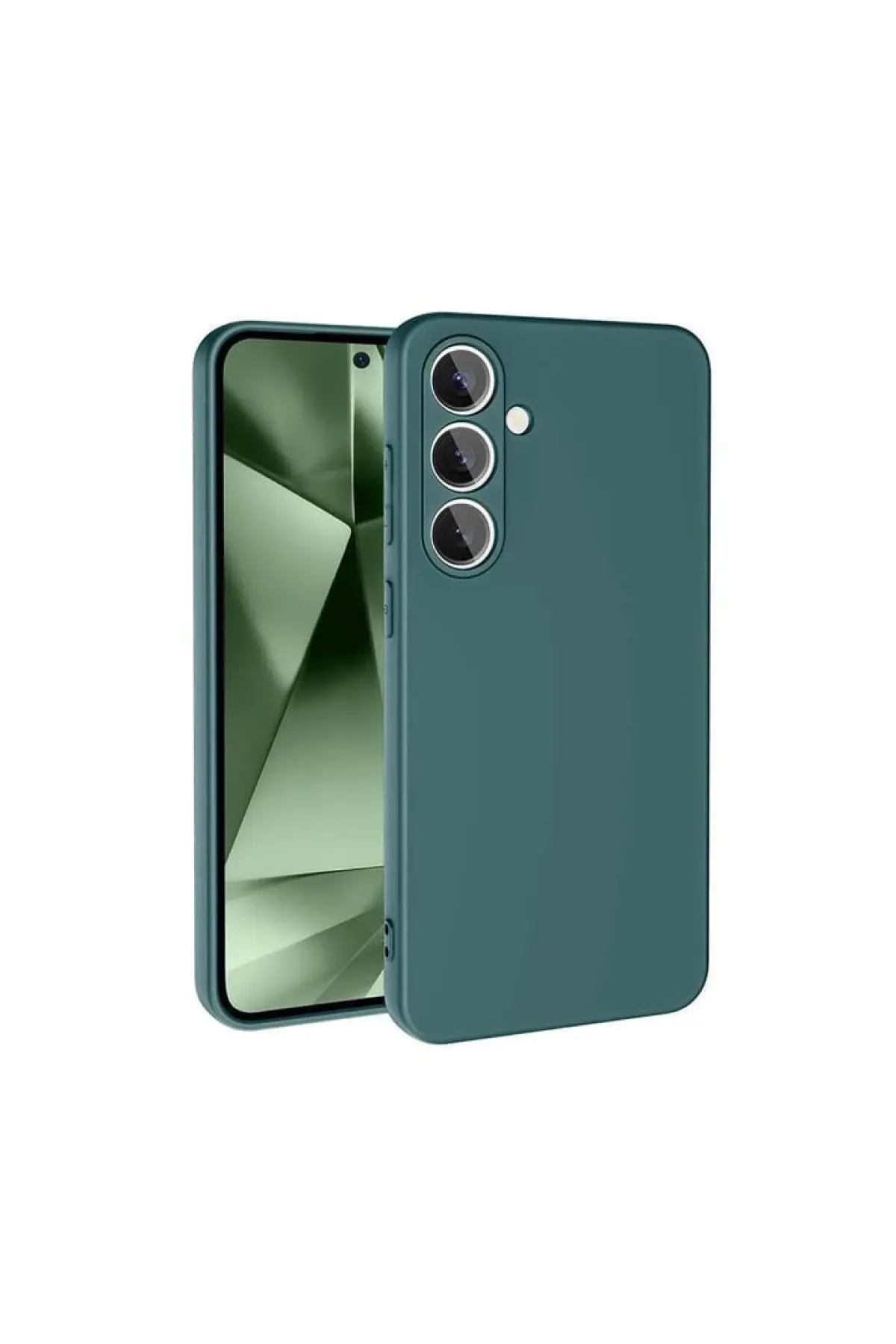 Newface Samsung Galaxy S24 FE Kılıf Nano içi Kadife Silikon - Koyu Yeşil