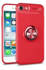 Newface iPhone 7 Kılıf Range Yüzüklü Silikon - Kırmızı