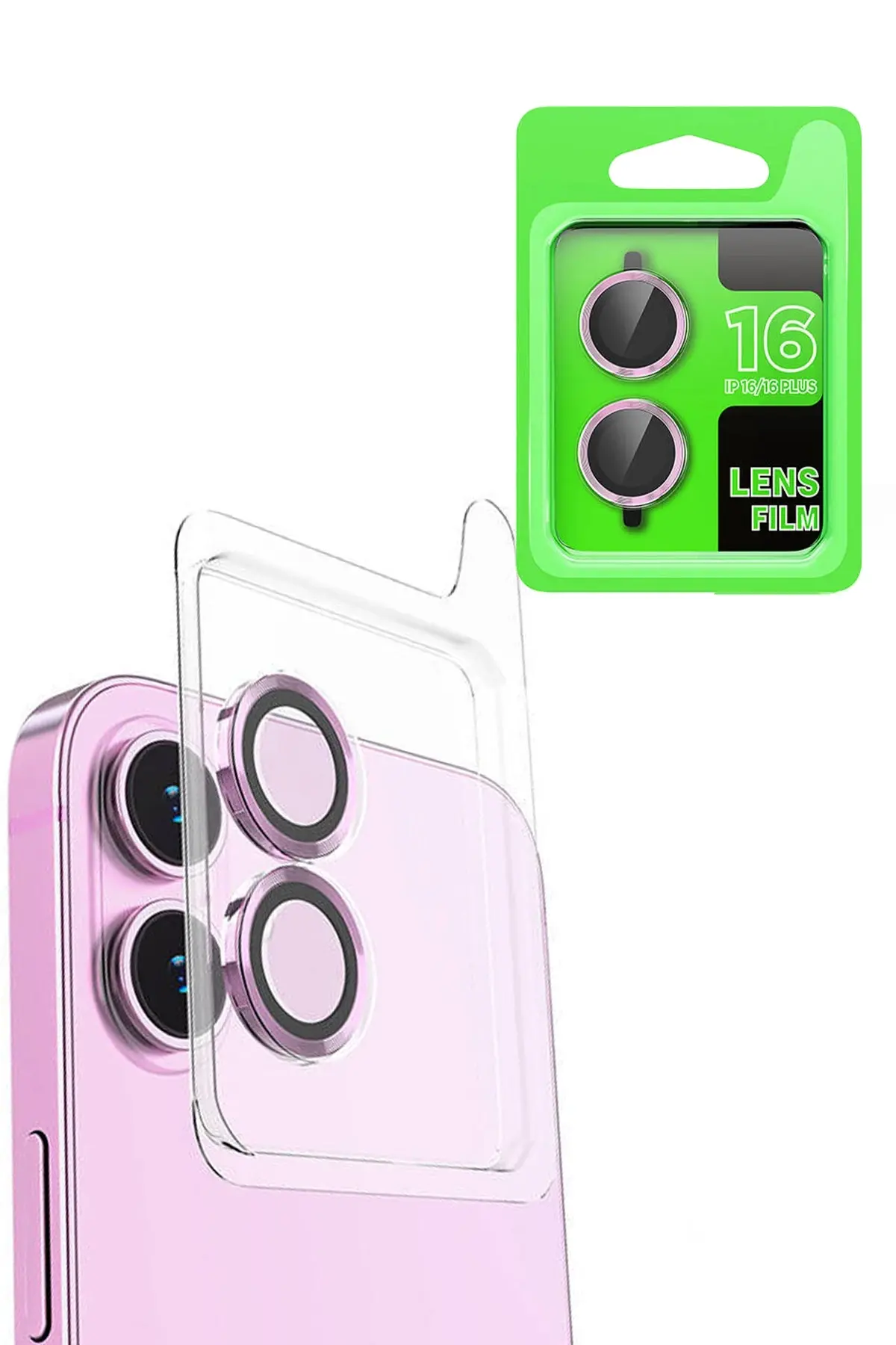 Newface iPhone 16 Raze Metal Kamera Lens - Pembe