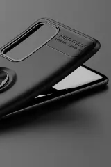 Newface Huawei P40 Kılıf Range Yüzüklü Silikon - Siyah-Mavi