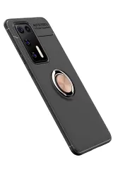 Newface Huawei P40 Kılıf Range Yüzüklü Silikon - Siyah-Gold