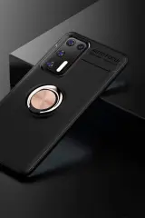 Newface Huawei P40 Kılıf Range Yüzüklü Silikon - Siyah-Gold