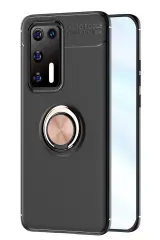 Newface Huawei P40 Kılıf Range Yüzüklü Silikon - Siyah-Gold